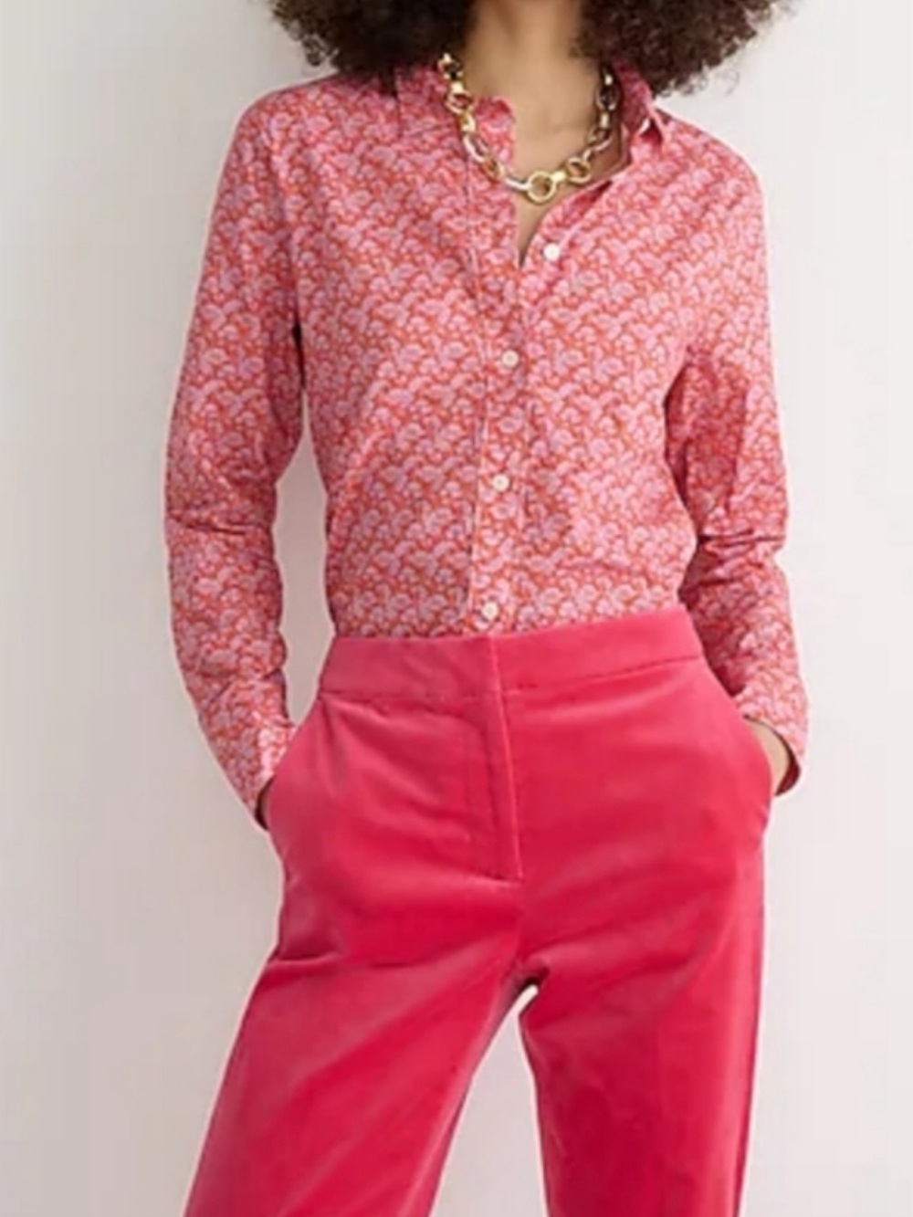 J.Crew Libertyยฎ Fabric Shirt Pink Floral Slim Fit Preppy Feminine Casual NWT